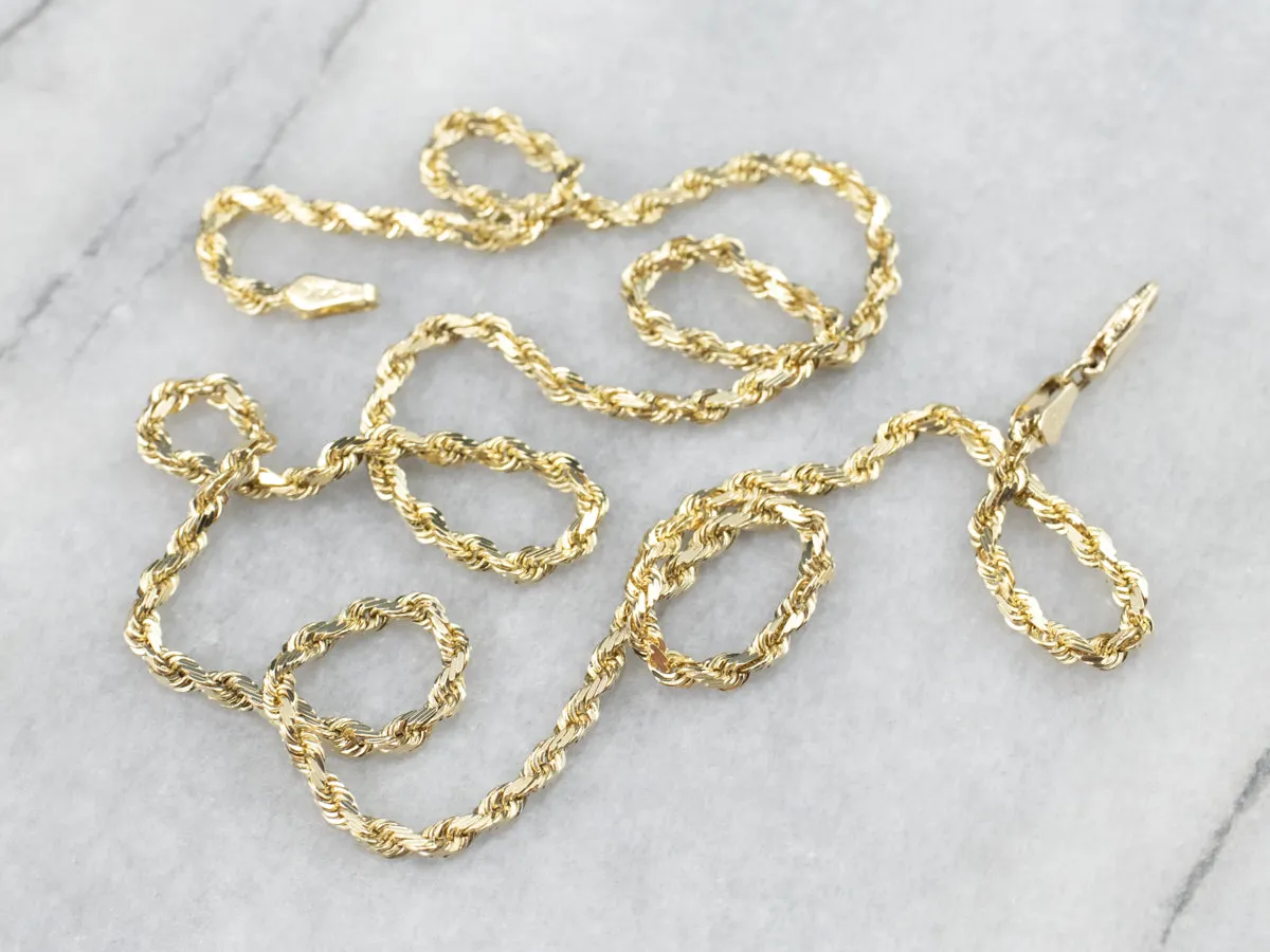 14K Gold Sparkling Rope Chain Necklace
