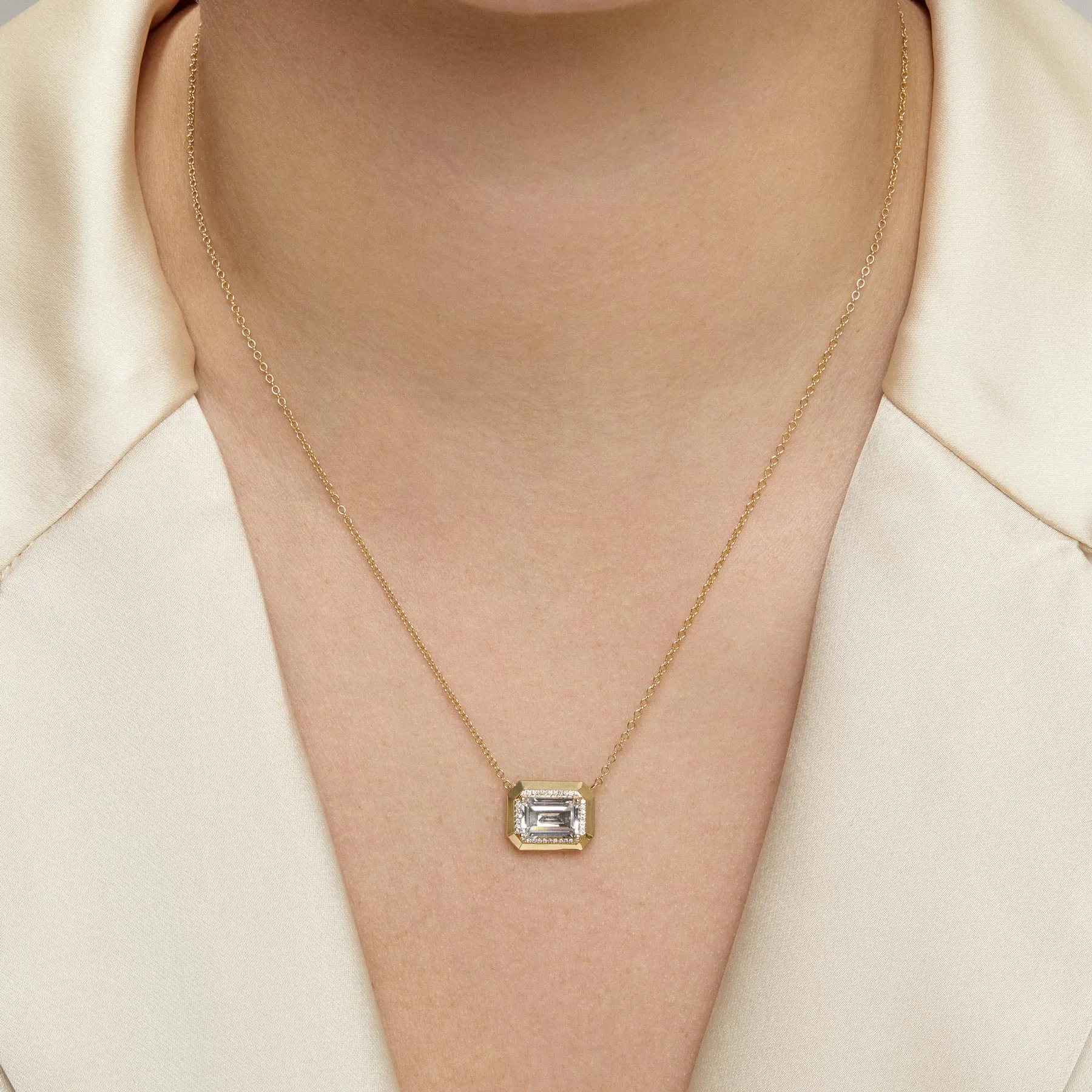 14KT Yellow Gold Topaz Diamond Marabel Necklace