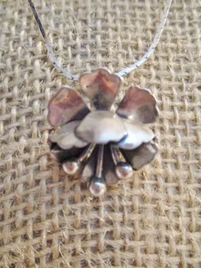16" Silver FLOWER FLORAL Pendant NECKLACE FLOWER Choker