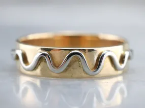 18K Gold Squiggle Pattern Band