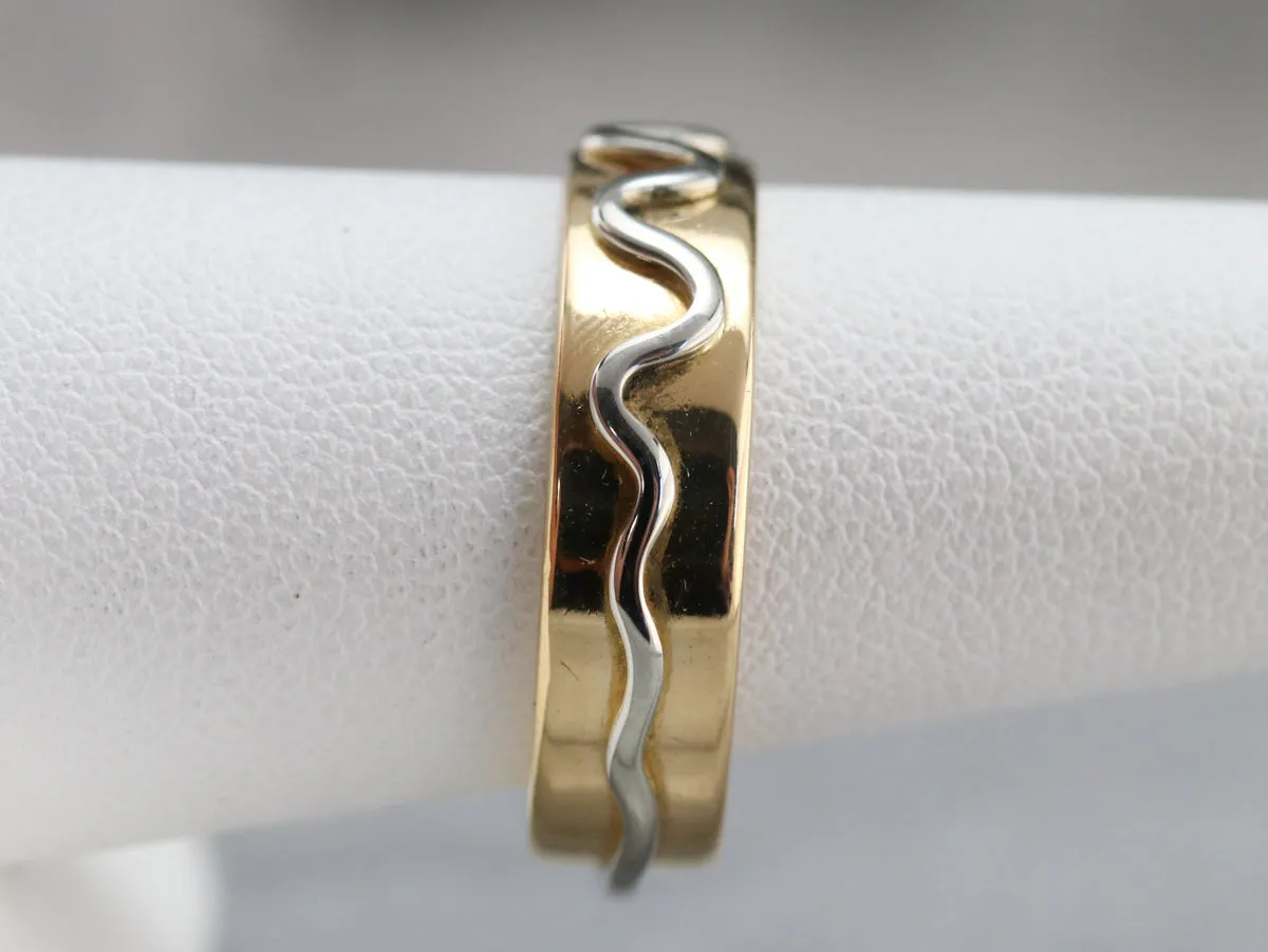 18K Gold Squiggle Pattern Band