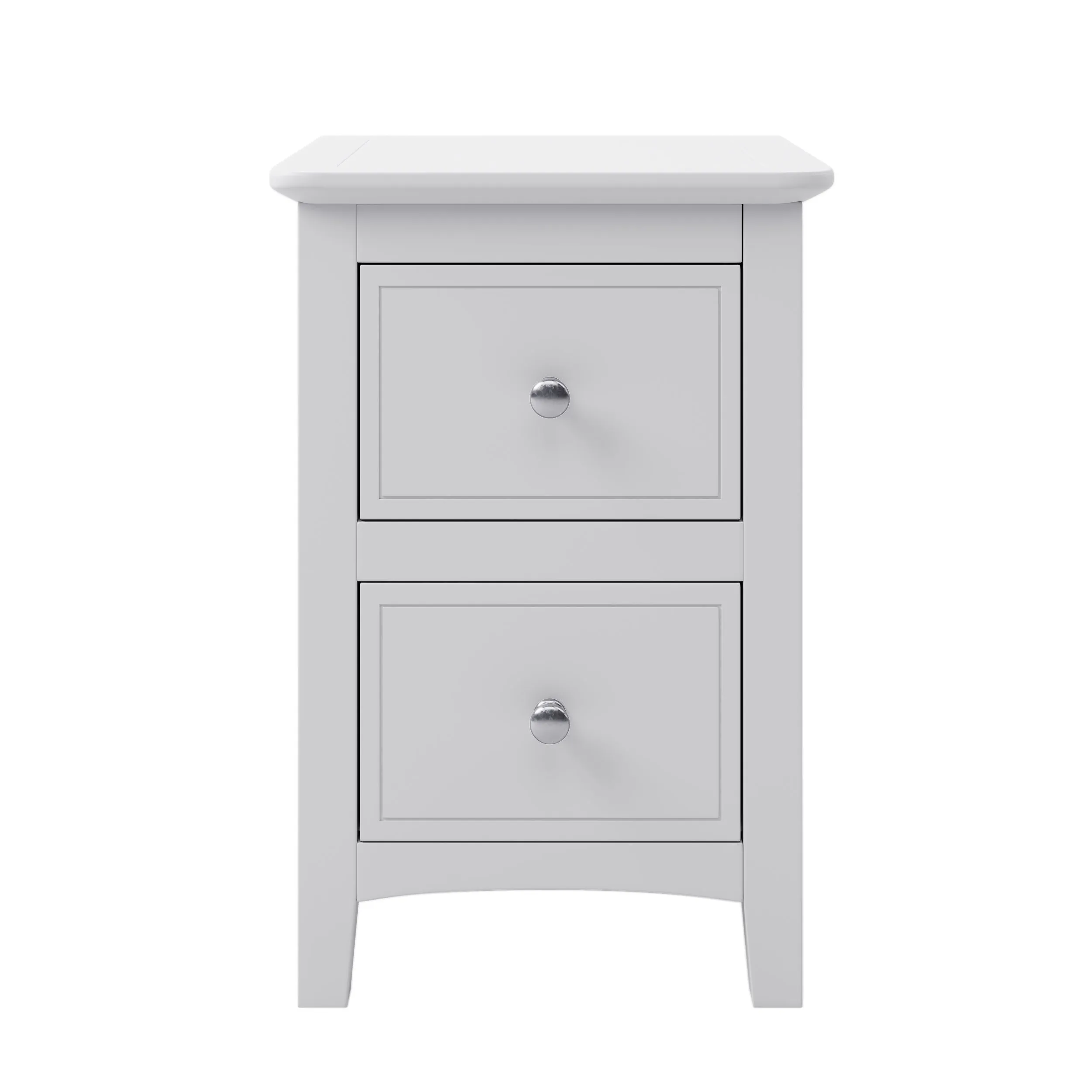 2 Drawers Solid Wood Nightstand End Table in White