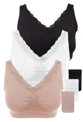 3 Pack Venus Lace Wire Free Pregnancy Bra   Band Extender Set