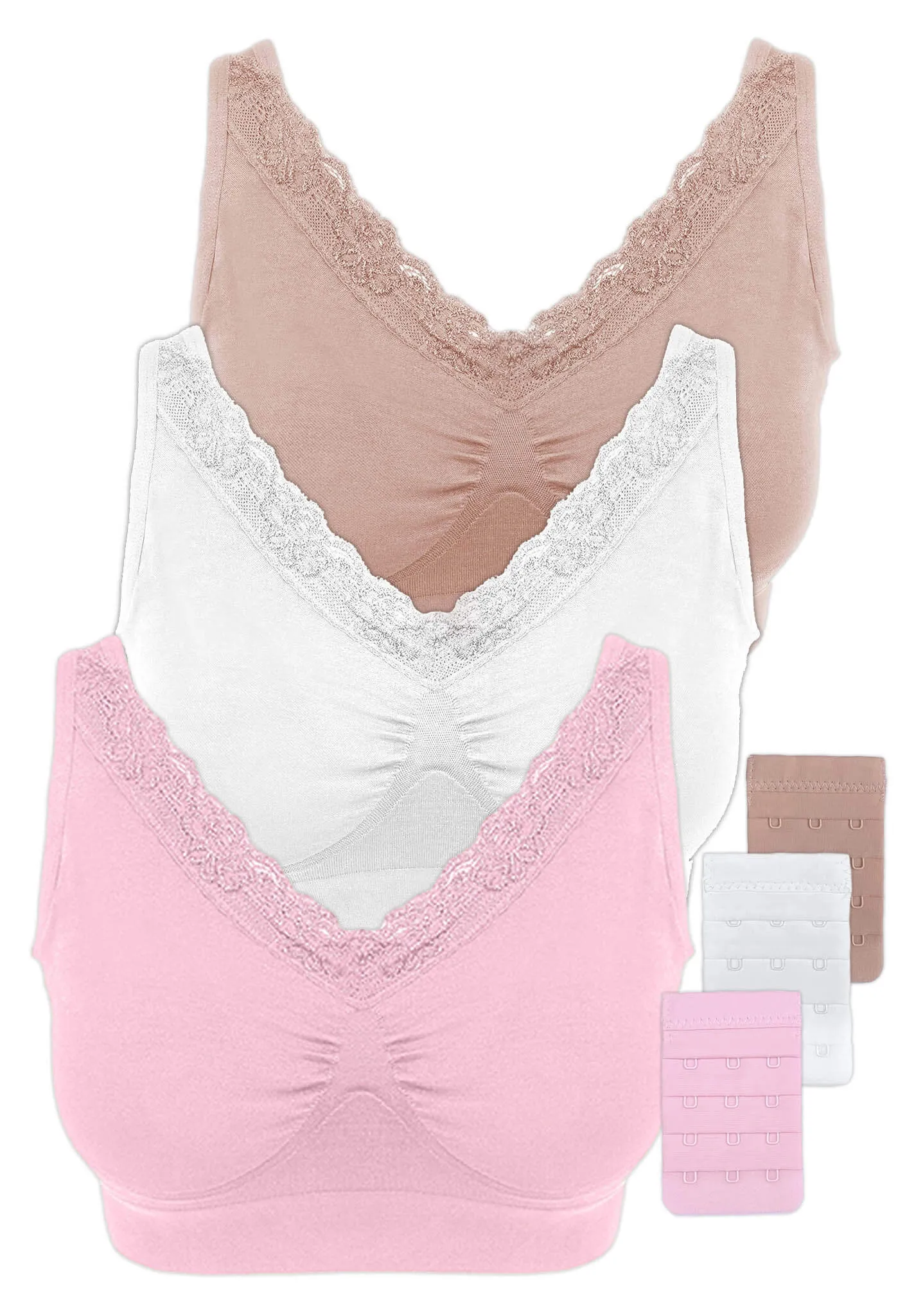 3 Pack Venus Lace Wire Free Pregnancy Bra   Band Extender Set
