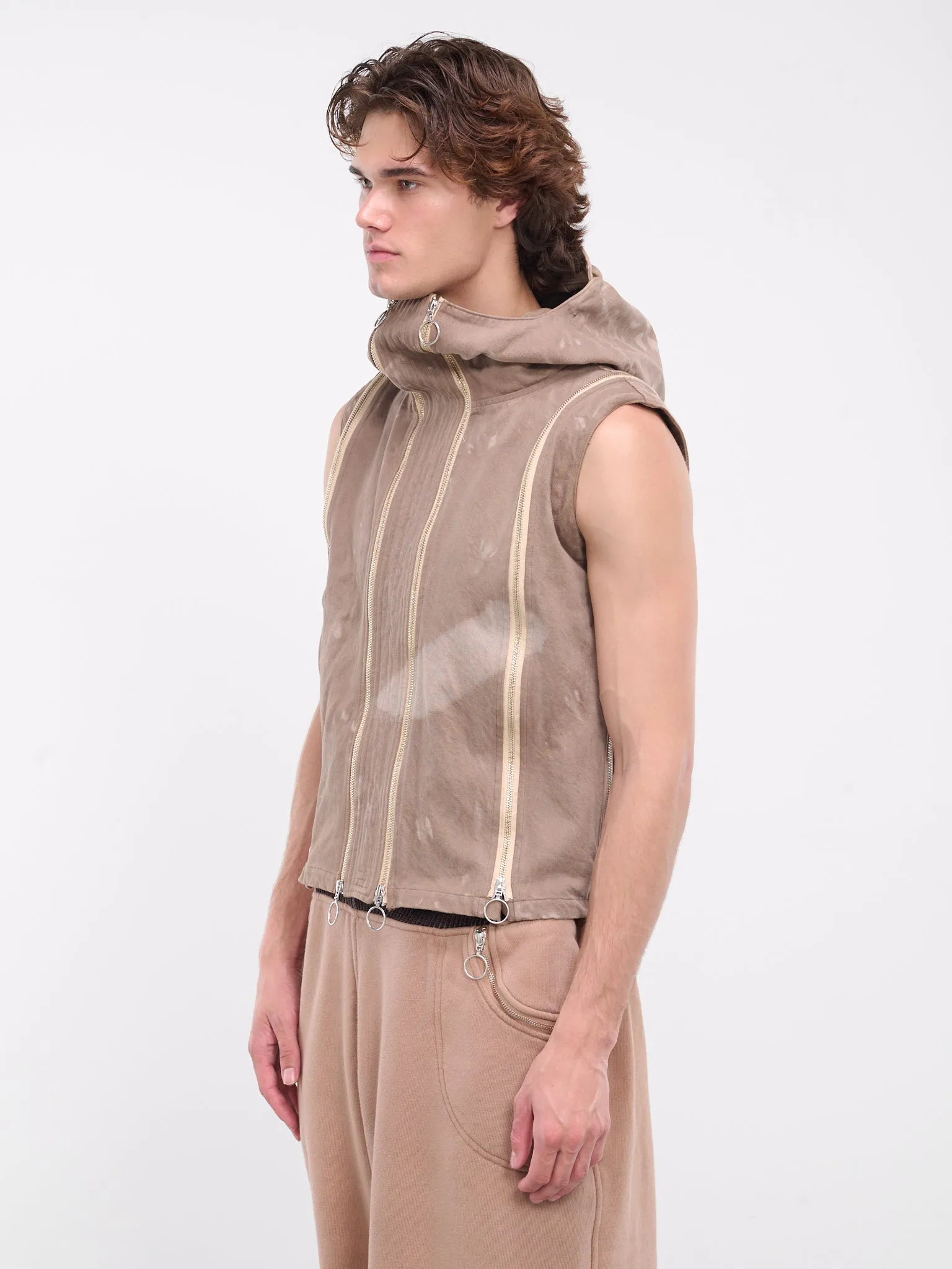 Adjustable Zip Fit Vest (AJVEST-BROWN-GARMENT-DYE)