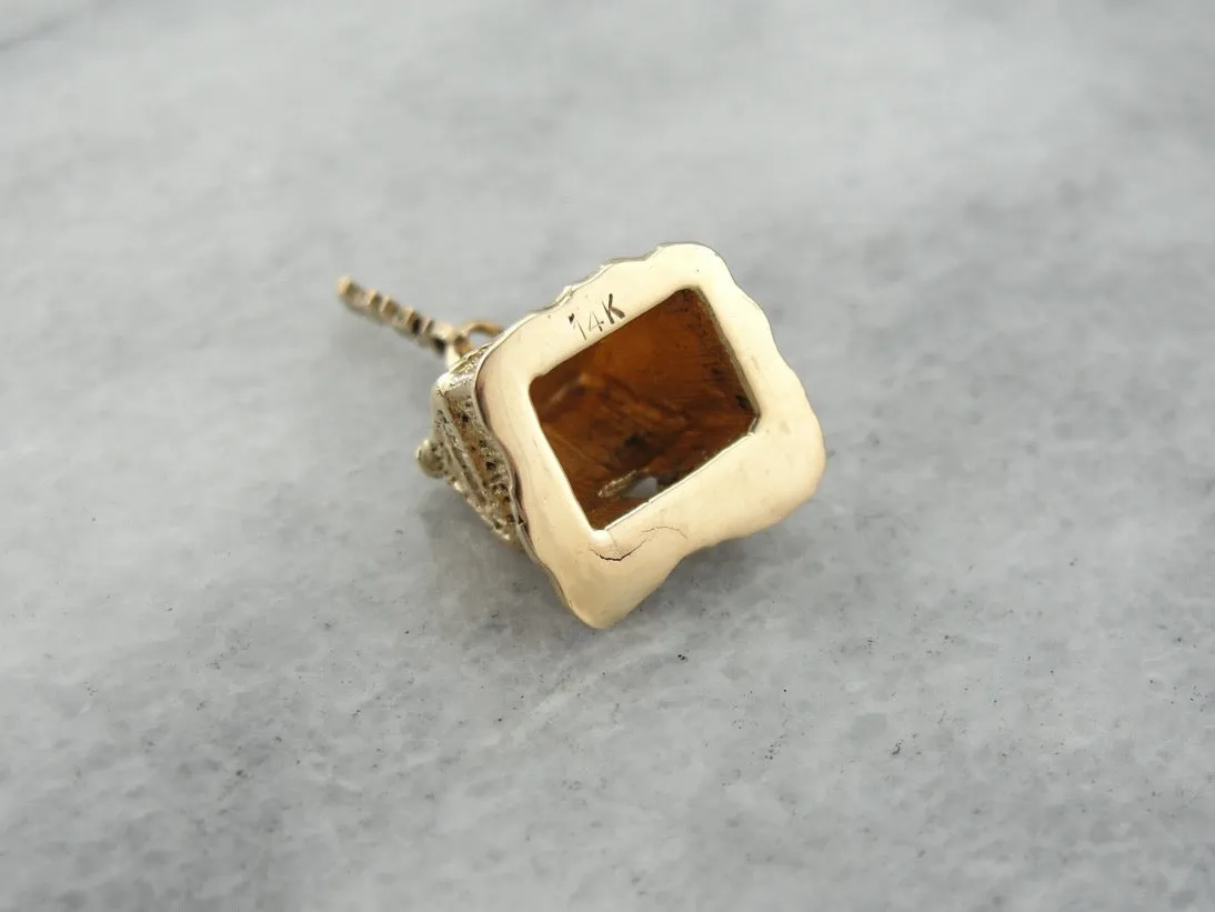 Aloha! Hawaiian Thatch Roof Home, Solid Gold Charm from Hawaii