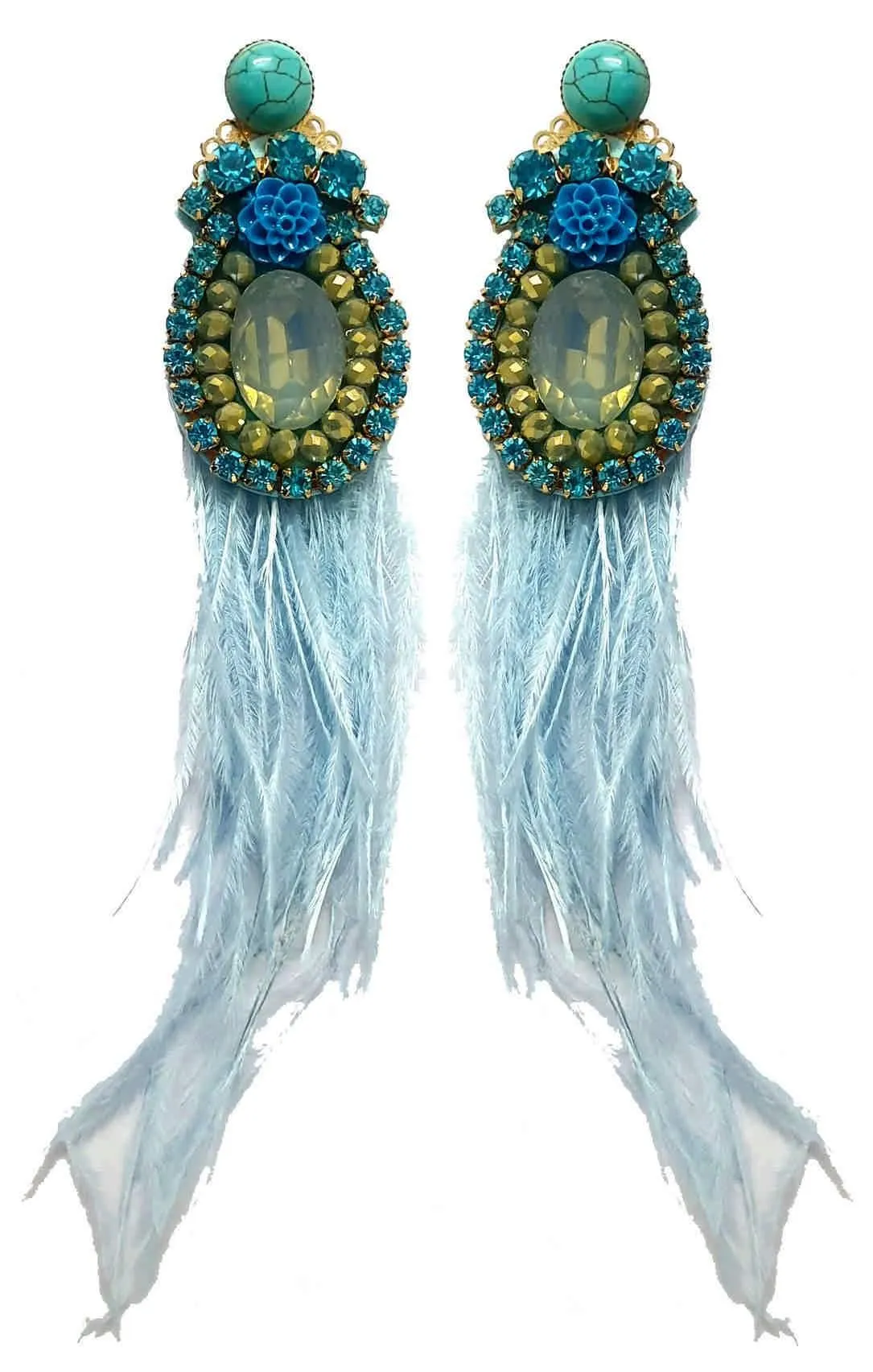 Beads and Rhinestone studded Feather Tassel Design Fancy Artificial Imitation Fashion Earrings for Girls Women