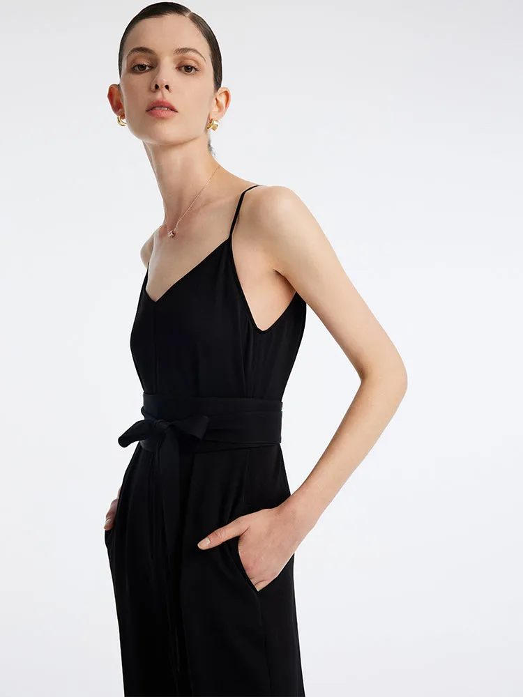 Black Acetate Camisole Jumpsuit