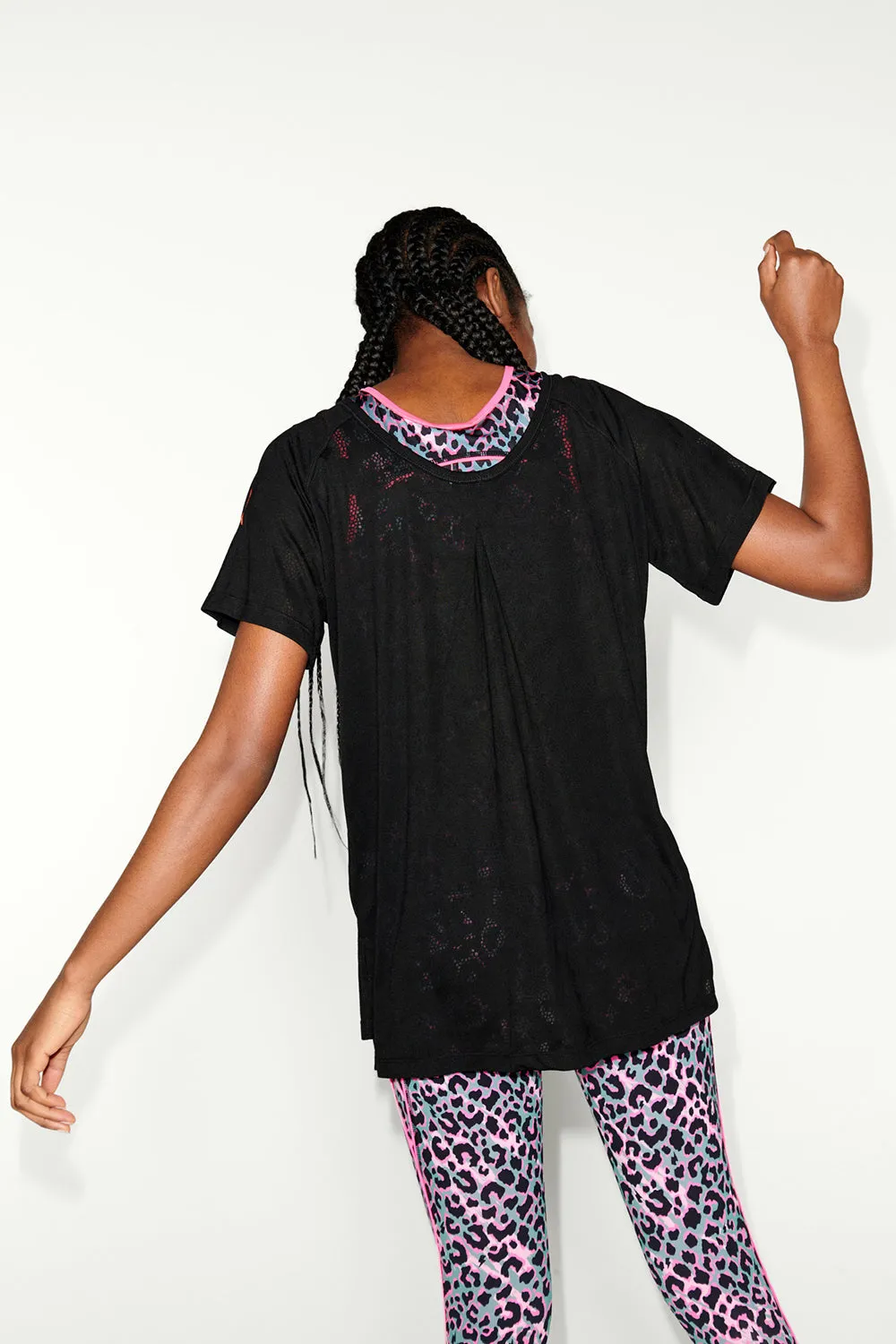 Black Leopard Burn Out Slouchy T-Shirt