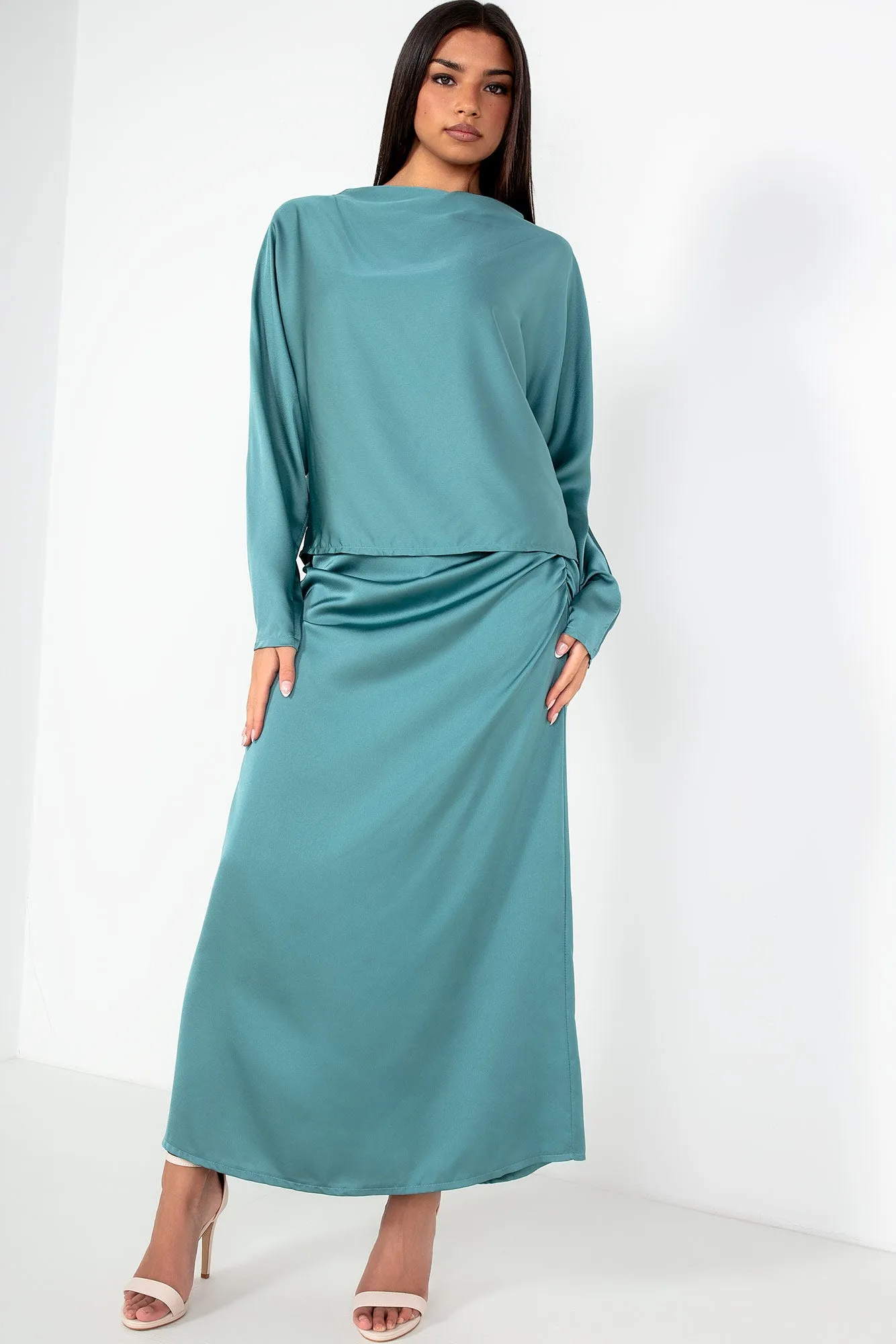 Blaire Duck Egg Satin Co Ord