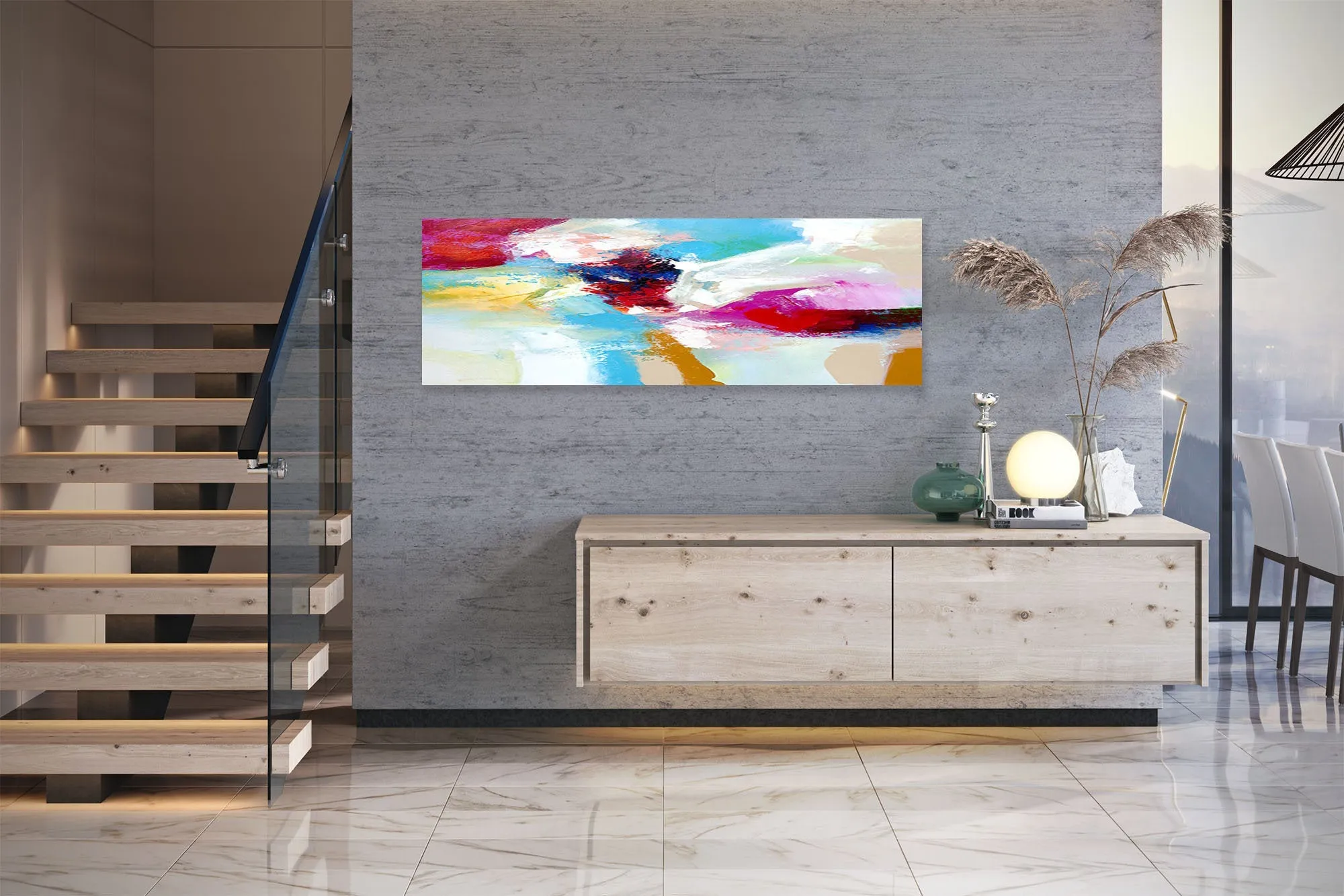 Blue Pink Red Abstract Paintings Contemporary Art Fp030
