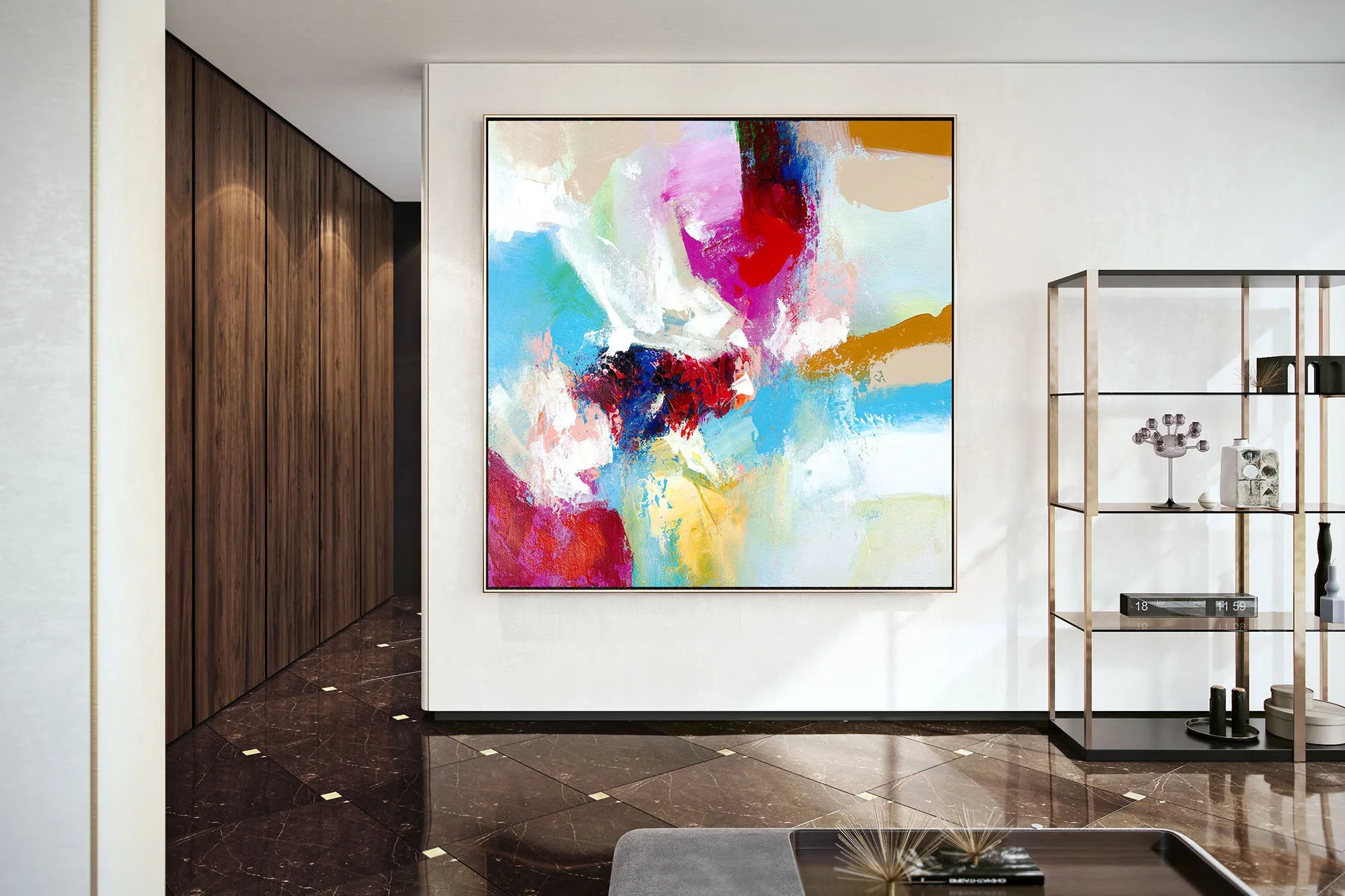Blue Pink Red Abstract Paintings Contemporary Art Fp030