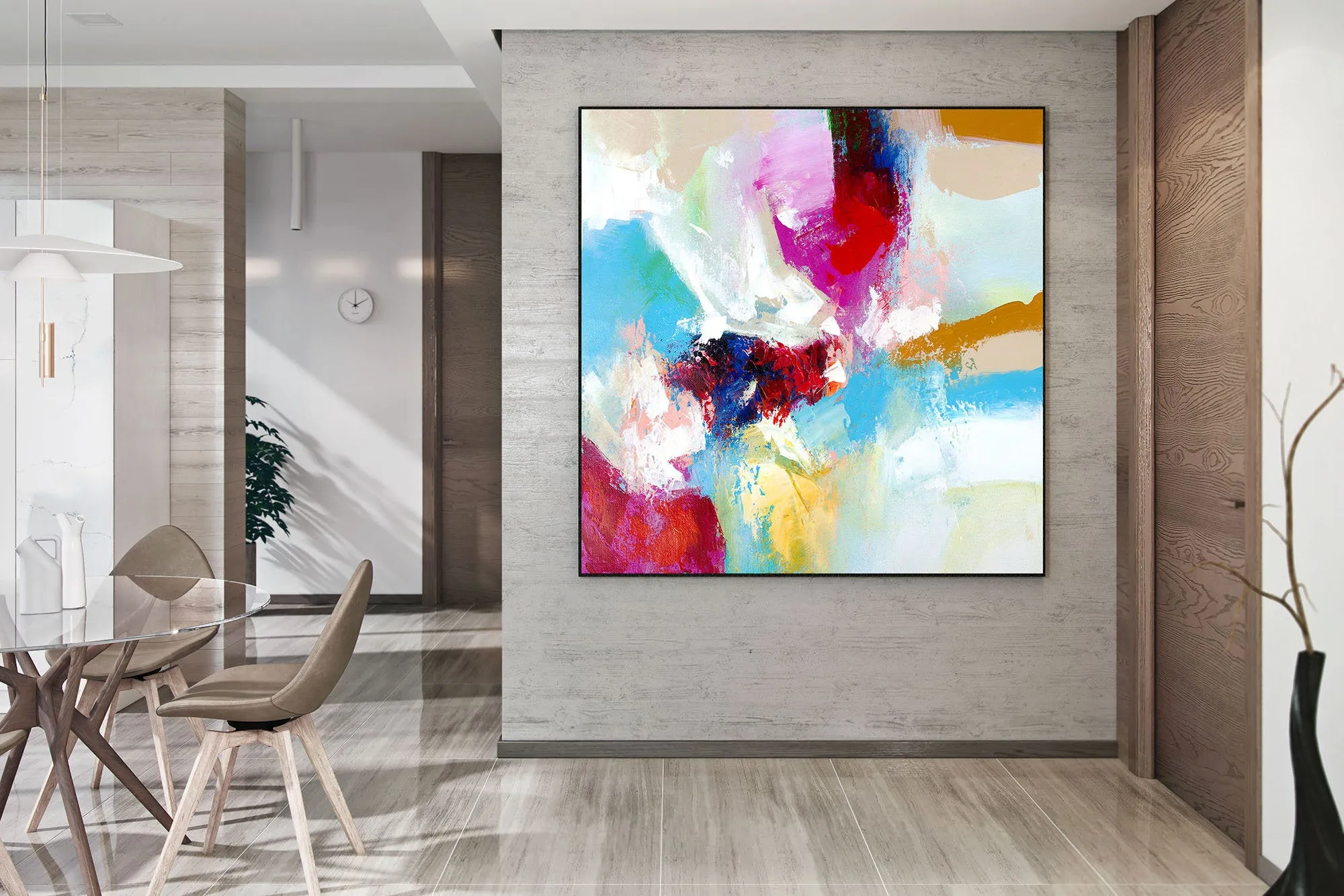 Blue Pink Red Abstract Paintings Contemporary Art Fp030