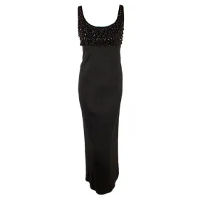 CEIL CHAPMAN 1950s Vintage Black Empire Waist Gown Size 8