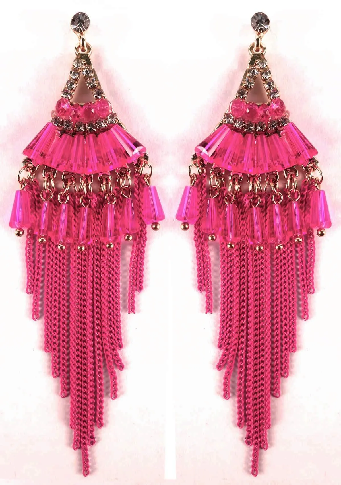 Chandelier Design Artificial Fashion Dangler Earrings Jhumka with Tassales for Girls Women