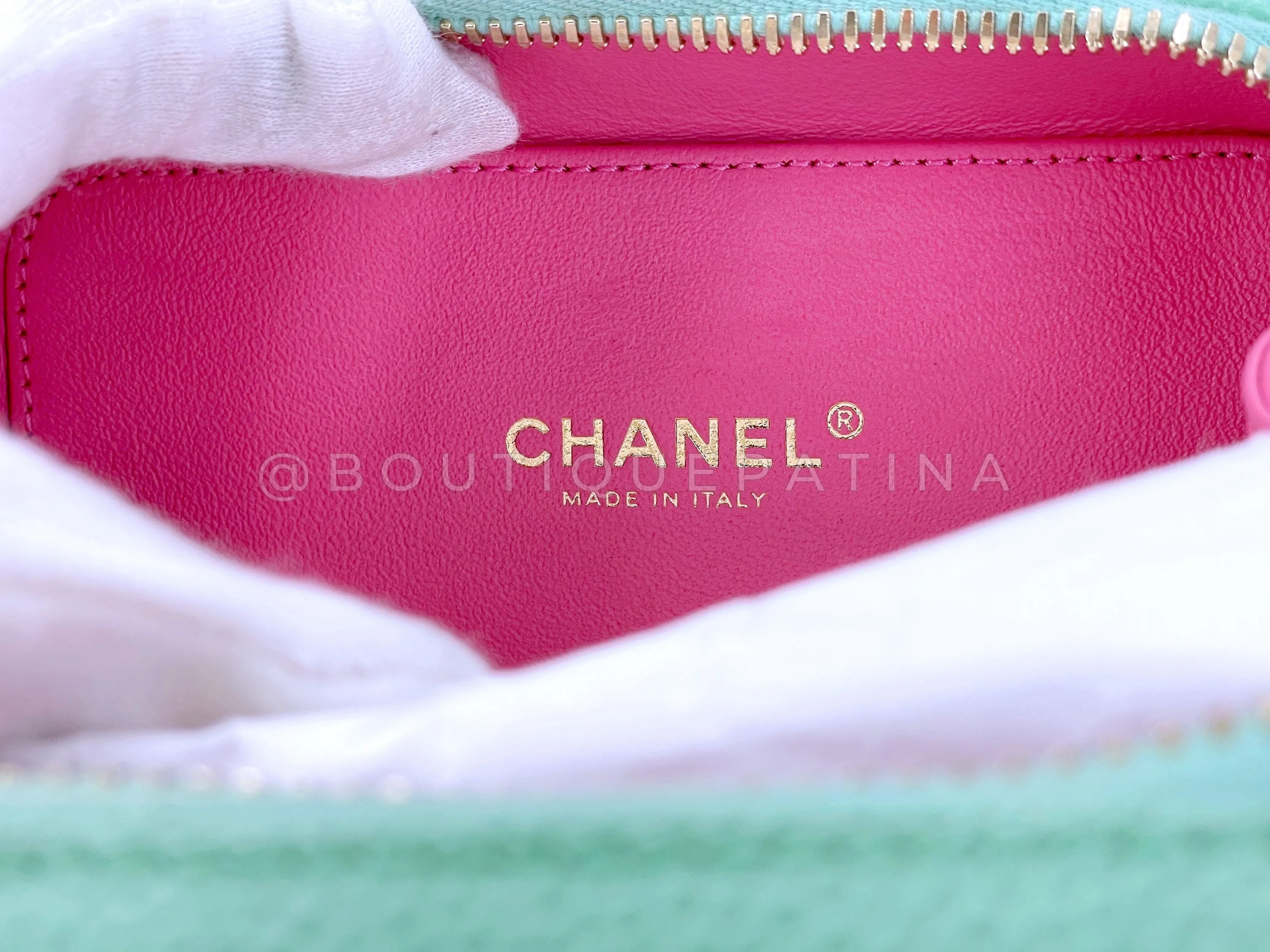 Chanel 2019 Pink/Green/Blue Caviar Filigree Vanity Case Bag