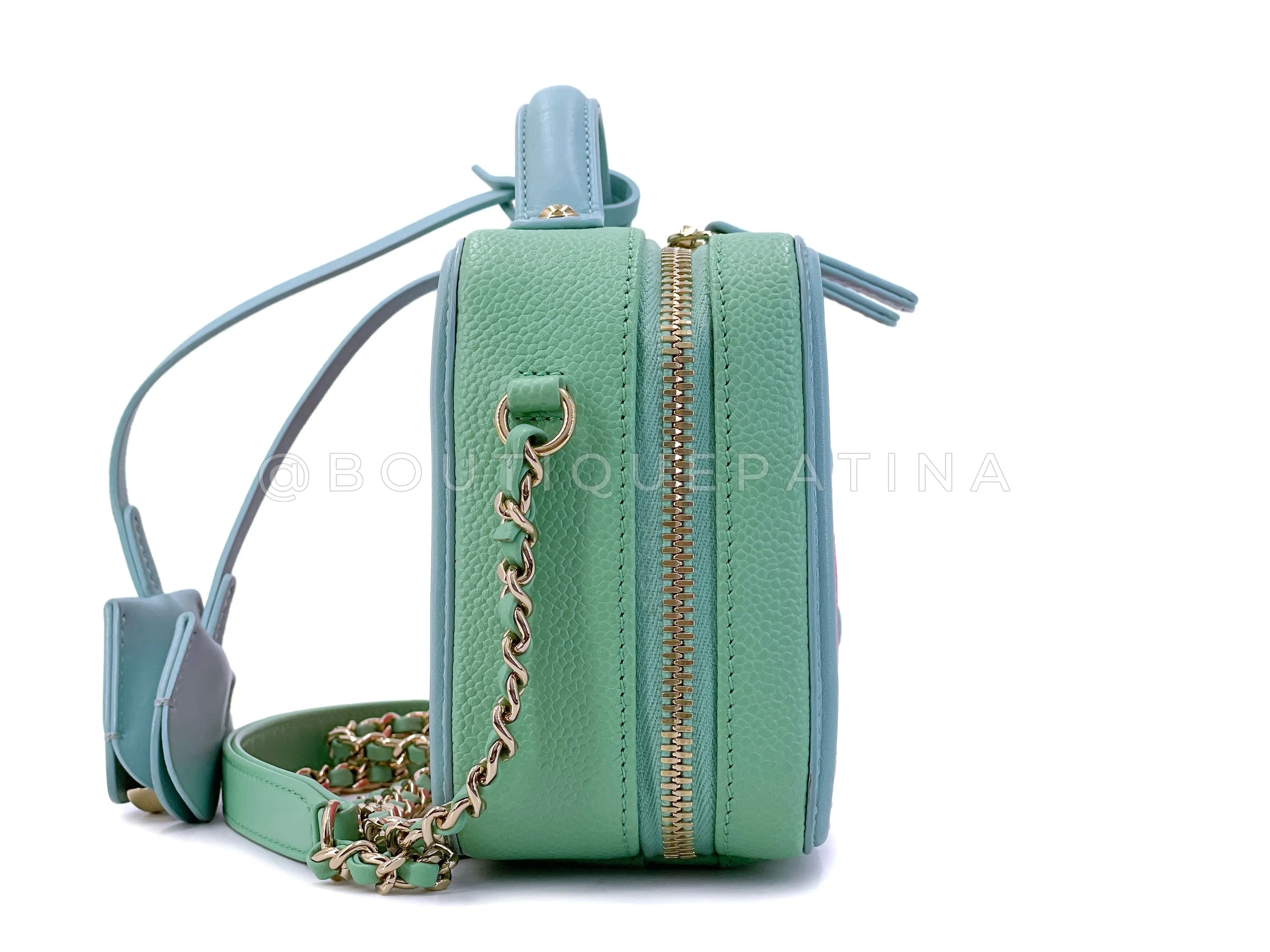 Chanel 2019 Pink/Green/Blue Caviar Filigree Vanity Case Bag