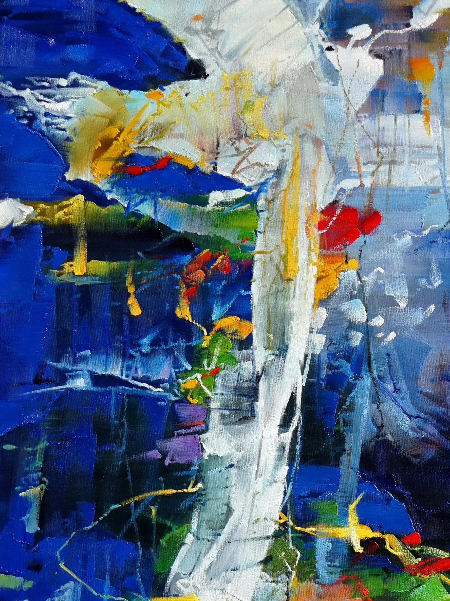 Colorful Painting Bright Color Brush Stroke Blue Green XL Canvas Art Sp077