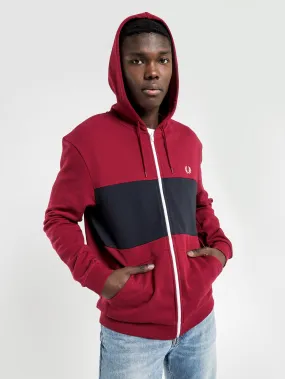 Colour Block Hooded Jacket in Burgundy