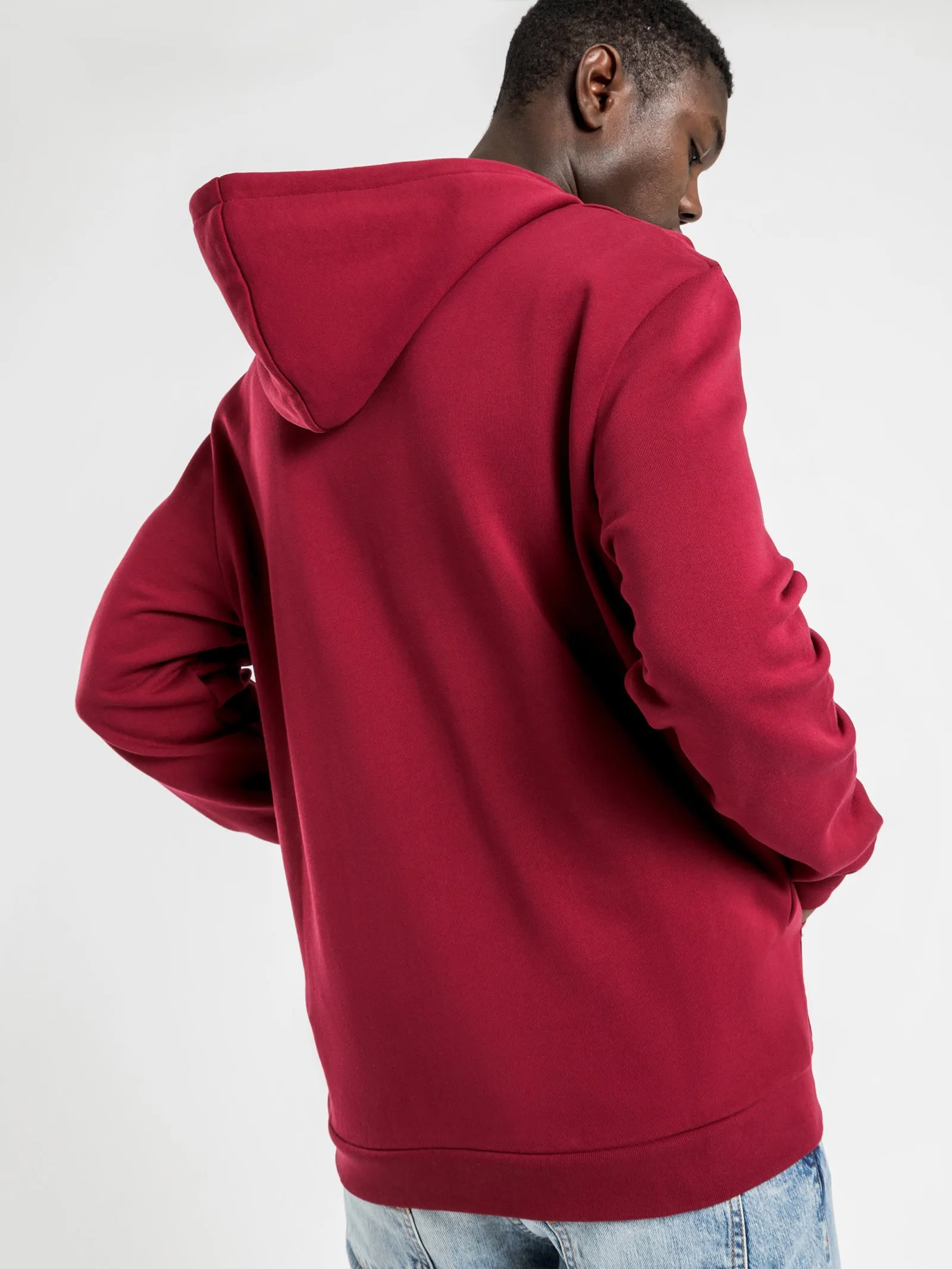 Colour Block Hooded Jacket in Burgundy