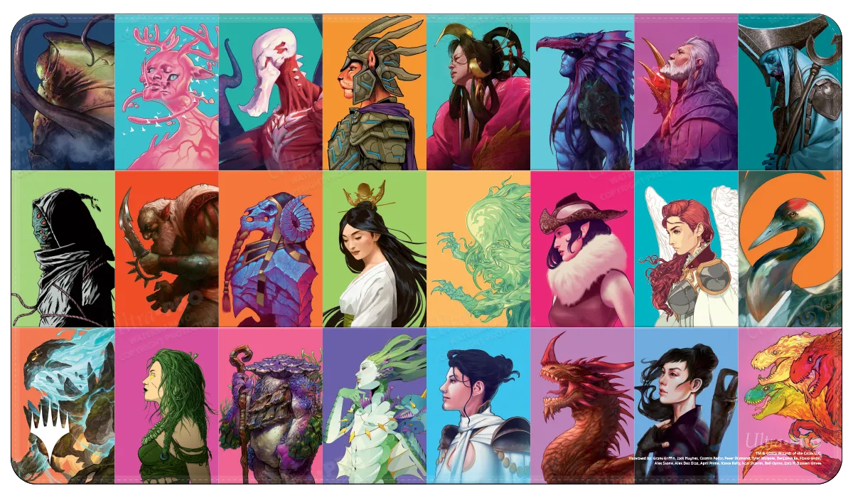 Commander Masters Pop Collage White Stitched Standard Gaming Playmat for Magic: The Gathering