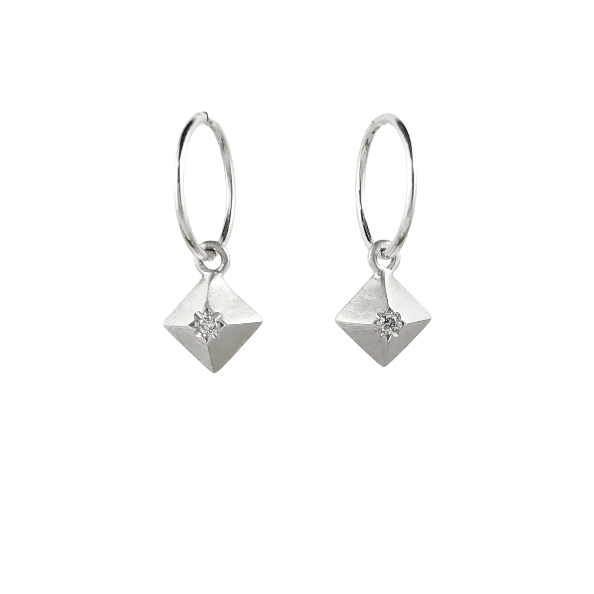 Diamond Charm Silver Earrings - Emma Jane Donald
