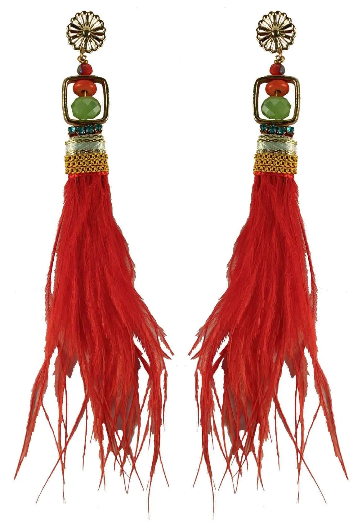 Feather Tassel Design Weightless Style Fancy Artificial Imitation Fashion Dangler Earrings Jhumka for Girls Women