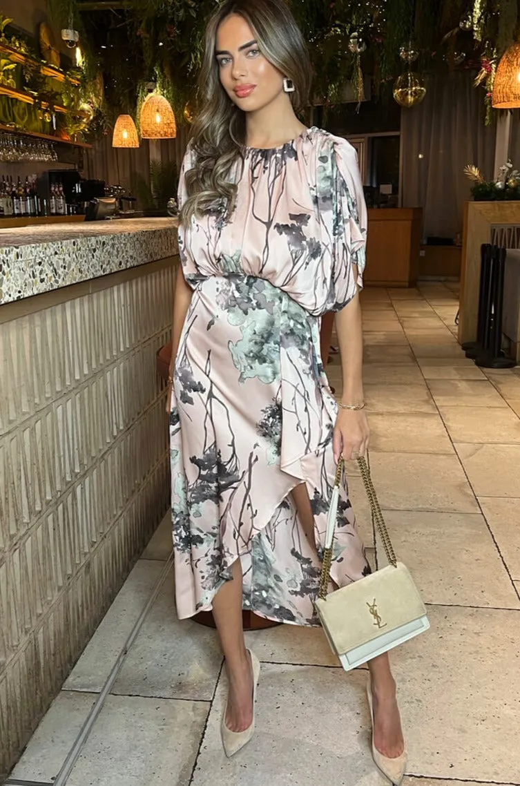 Hannah Dusty Pink Print Dress