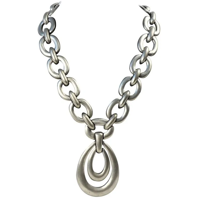 Hobe Silver Metal Chain Link Necklace