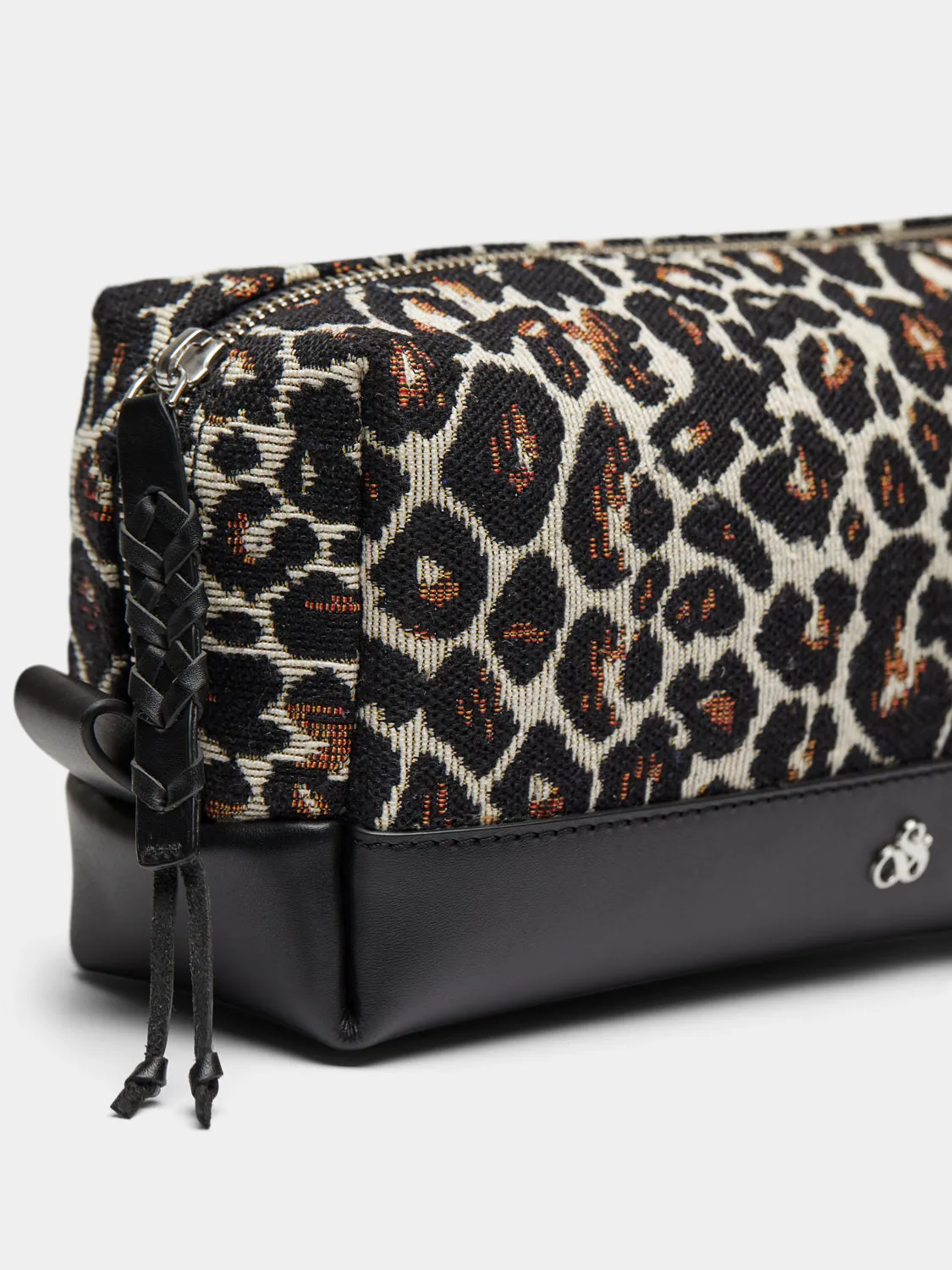 Jacquard leopard toiletry bag