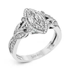 Marquise-Cut Halo Engagement Ring In 18k Gold With Diamonds