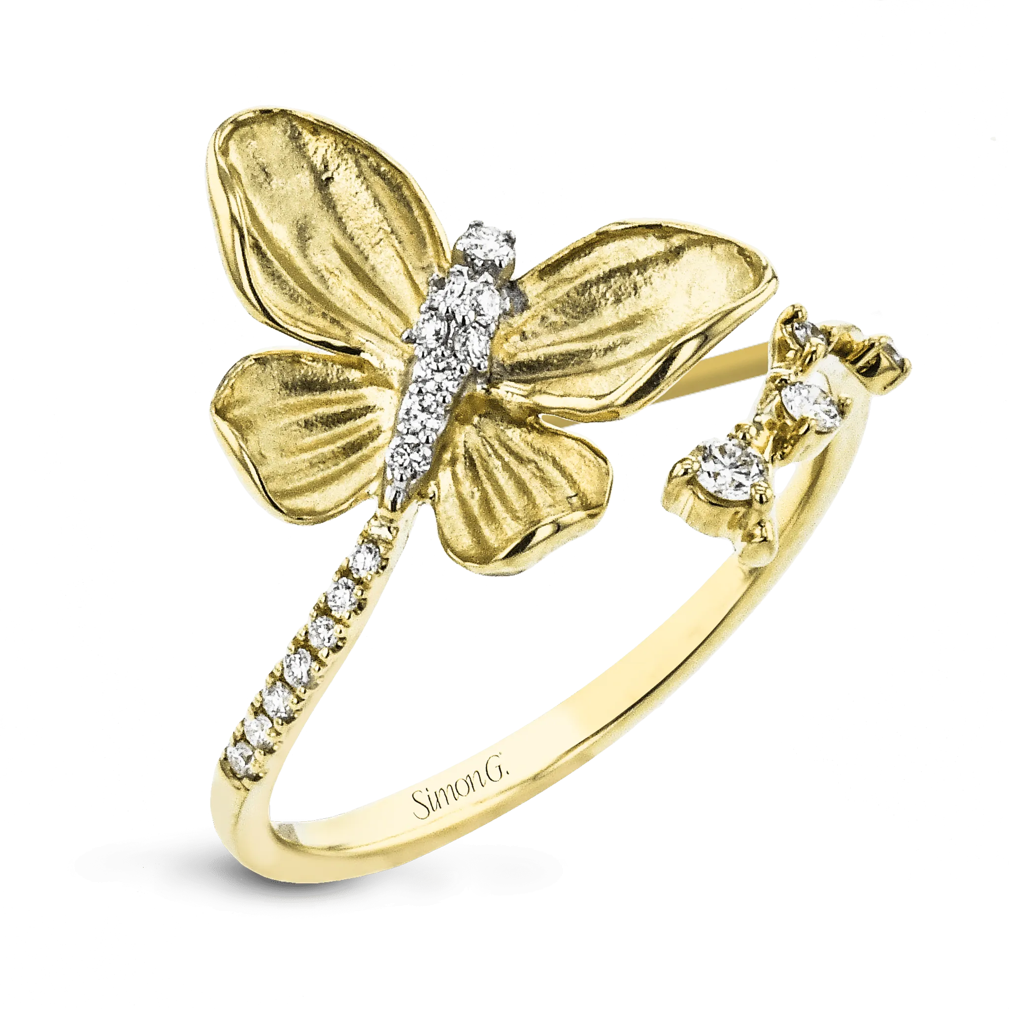 Monarch Butterfly Ring In 18k Gold With Diamonds