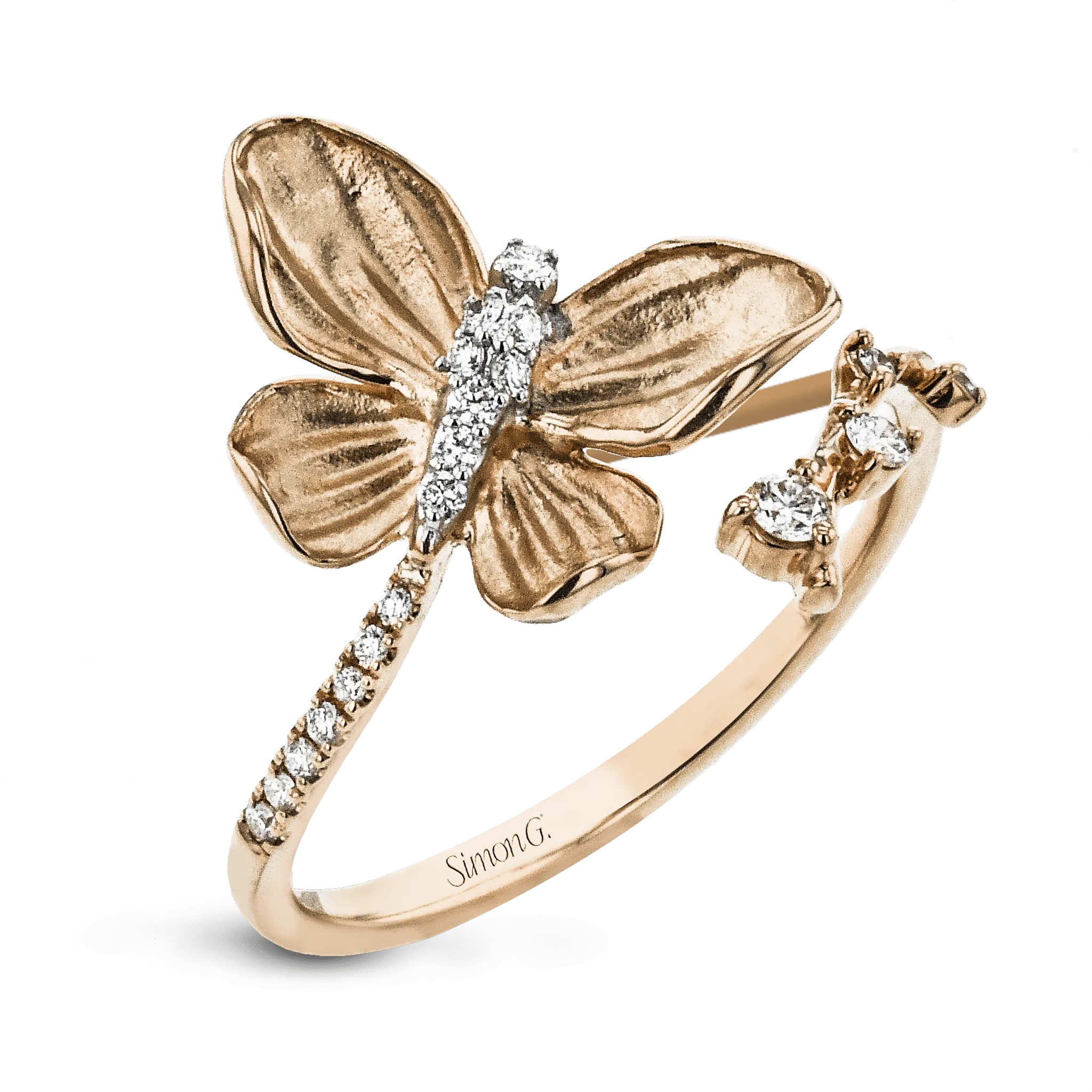 Monarch Butterfly Ring In 18k Gold With Diamonds