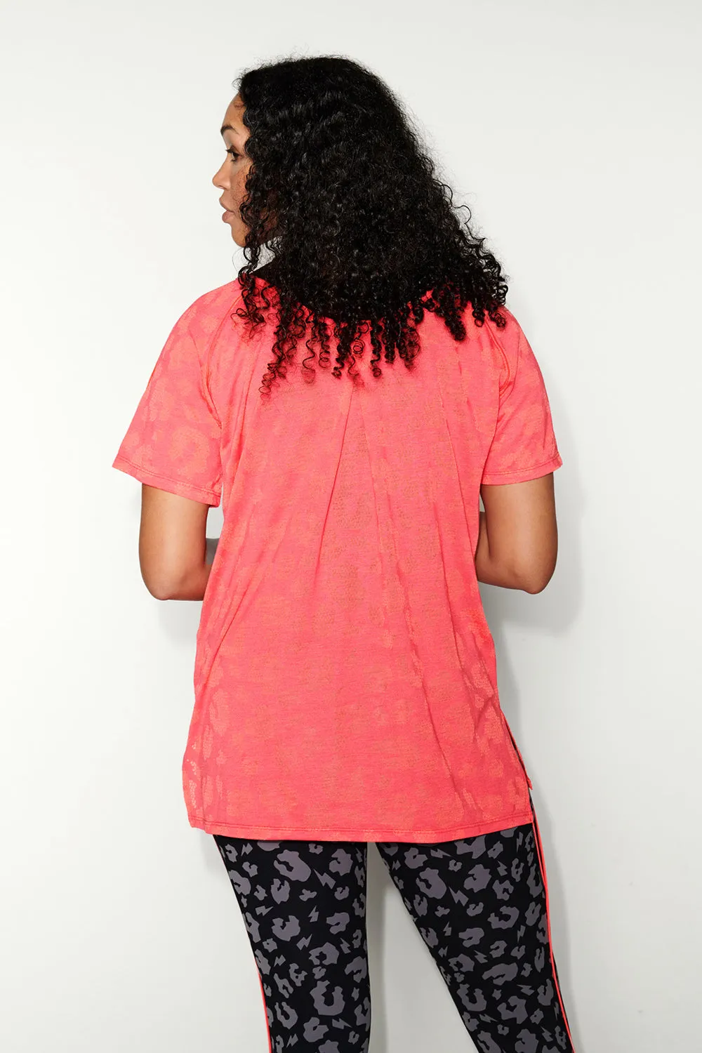 Pink Leopard Burn Out Slouchy T-Shirt