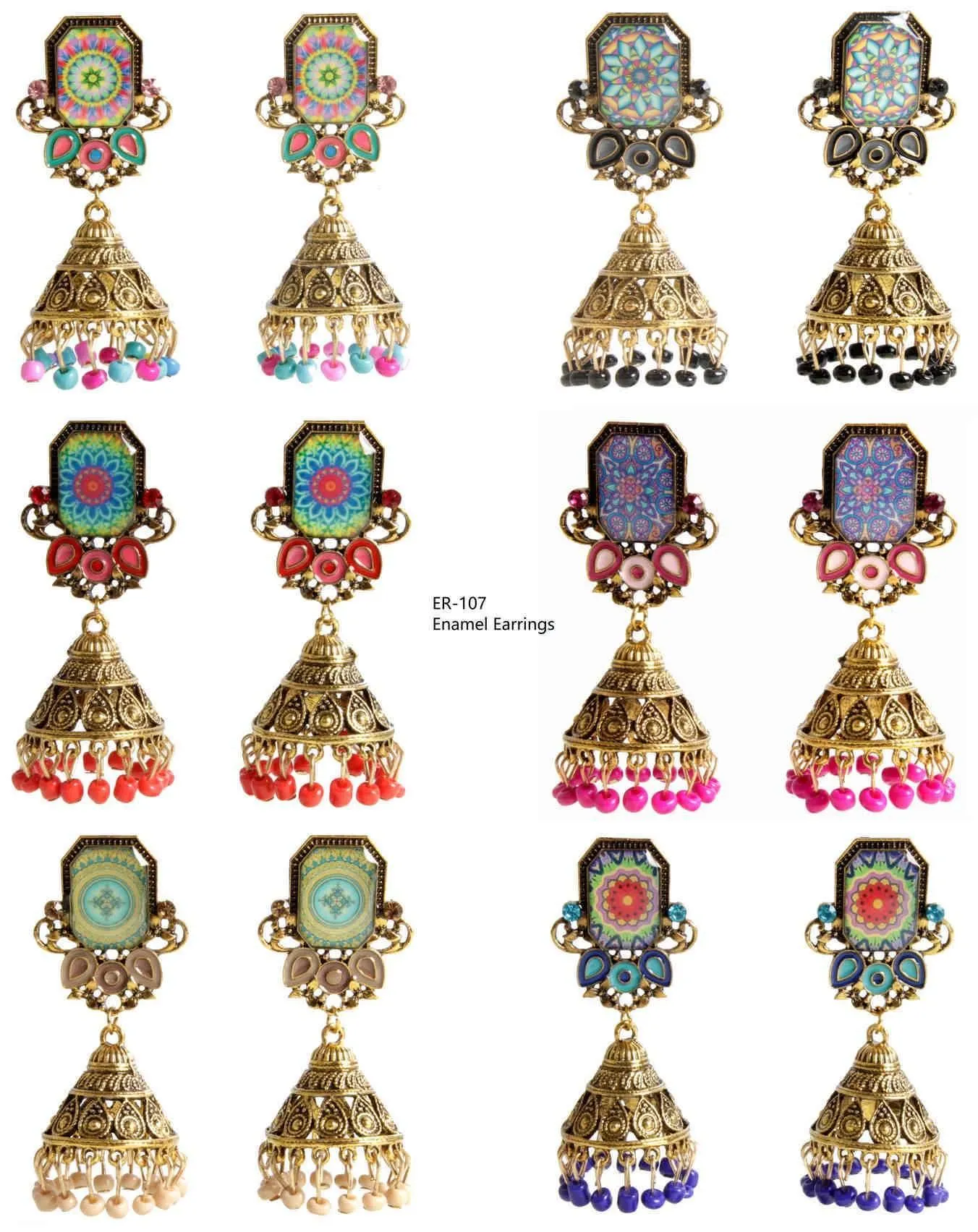 Rajputi Style Stone Fashion Gold Artificial Fashion Dangler Jhumka Earrings with Drops for Girls Women