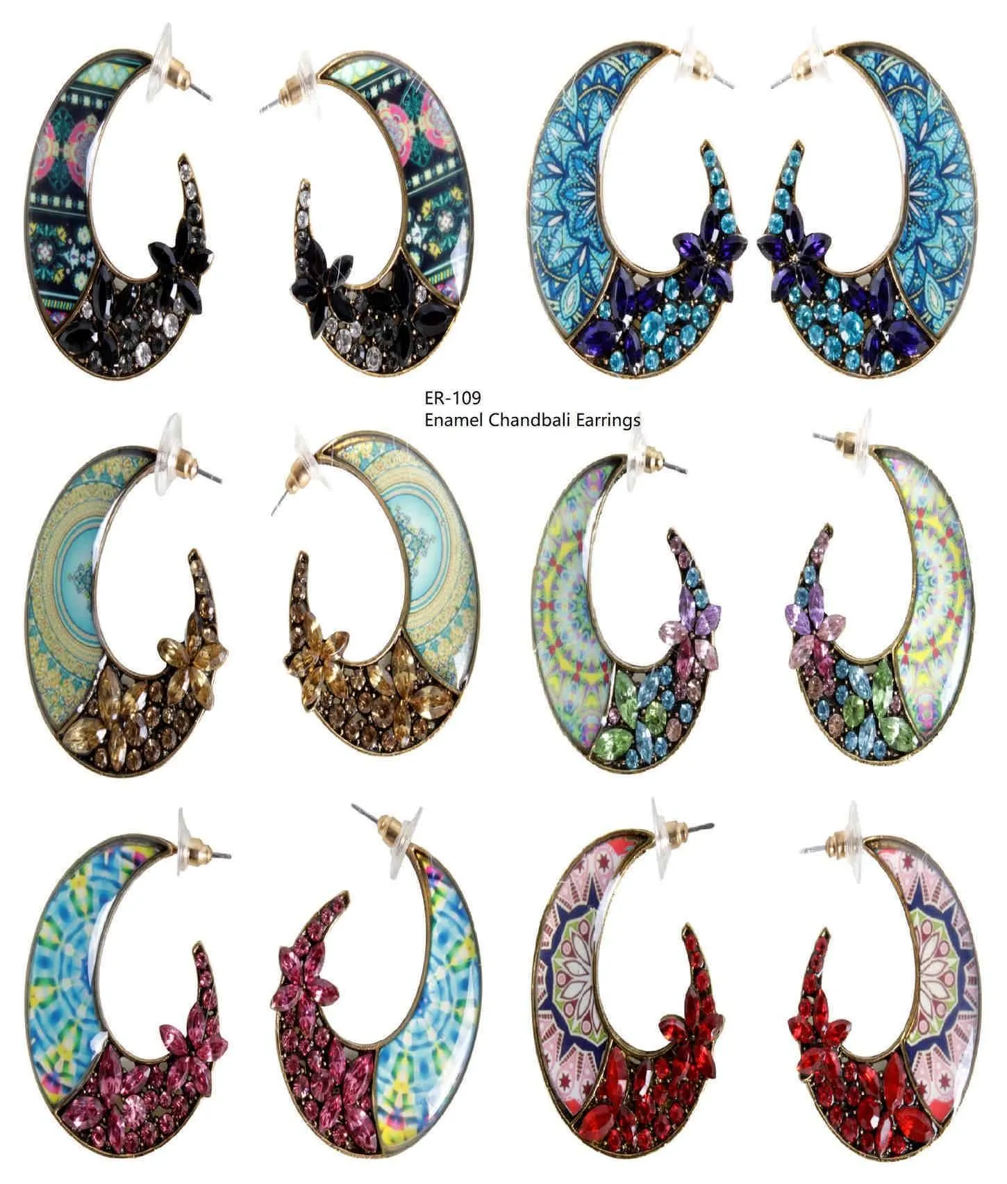 Rhinestone Studded Half Moon Design Modern Style Fancy Artificial Fashion Dangler Earring for Girls Women