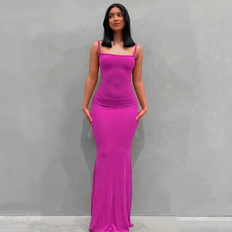 Satin Slip Sleeveless Backless Maxi Dress Women 2023 Y2K Summer Bodycon Elegant Sexy Outfits Ladies Birthday Party Club Sundress