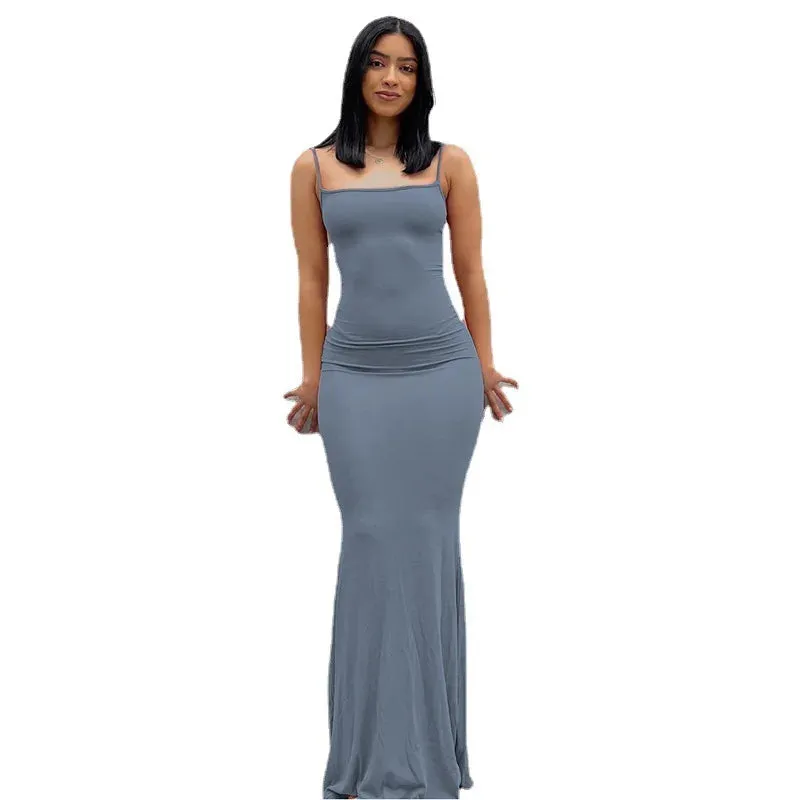 Satin Slip Sleeveless Backless Maxi Dress Women 2023 Y2K Summer Bodycon Elegant Sexy Outfits Ladies Birthday Party Club Sundress