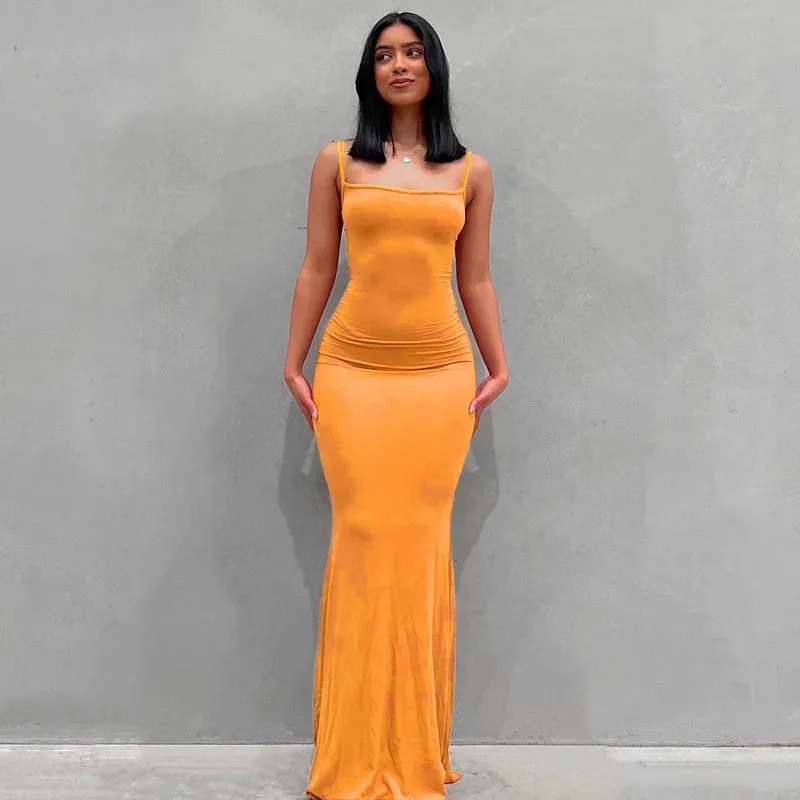 Satin Slip Sleeveless Backless Maxi Dress Women 2023 Y2K Summer Bodycon Elegant Sexy Outfits Ladies Birthday Party Club Sundress