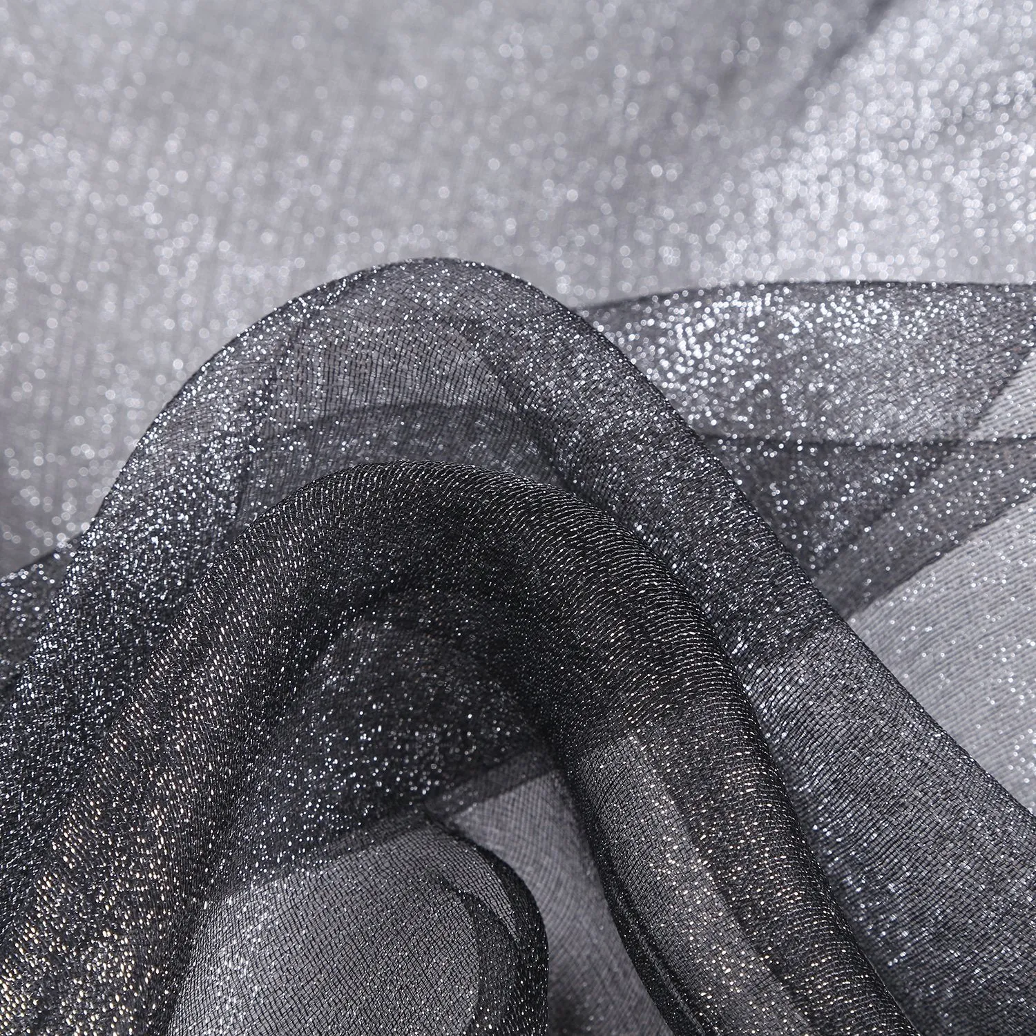 Silk and Viscose Organza Shawl Wrap Scarf Solid Black Color COT612