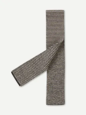 SMALL GARTER STITCH SCARF BLACK & OATMEAL