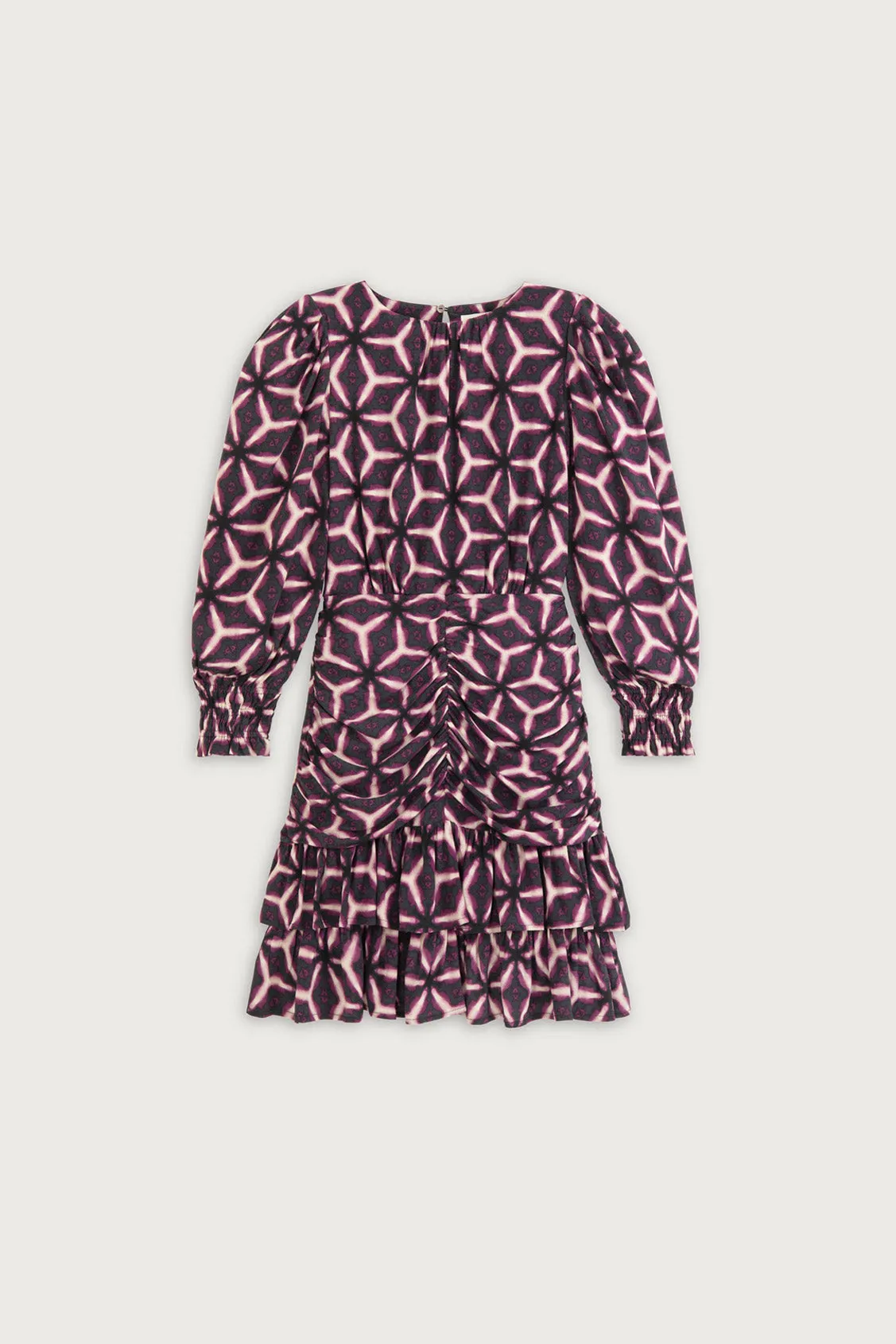 Suncoo Chama Black/Purple Kaleidoscope Print Mini Dress