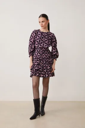 Suncoo Chama Black/Purple Kaleidoscope Print Mini Dress