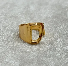 TFC Letter- D Gold Plated Adjustable Ring