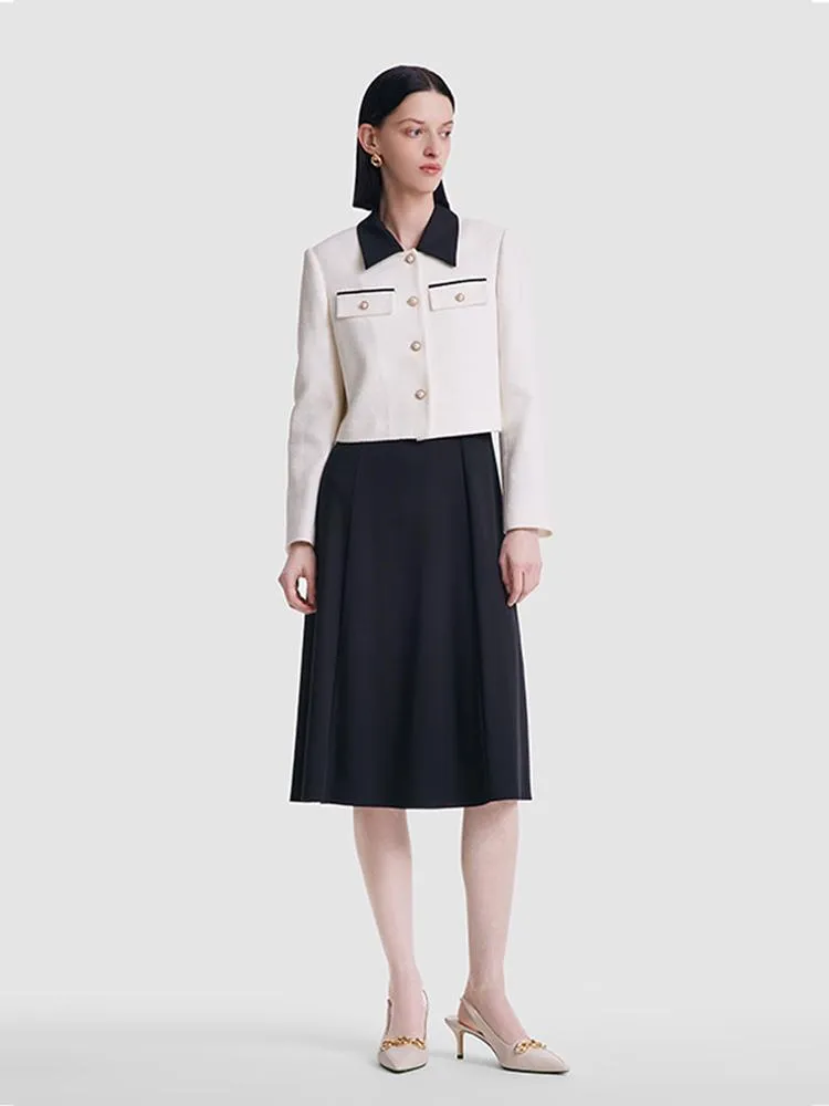 Tweed Knit Women Jacket And Vest Dress Two-Piece Set