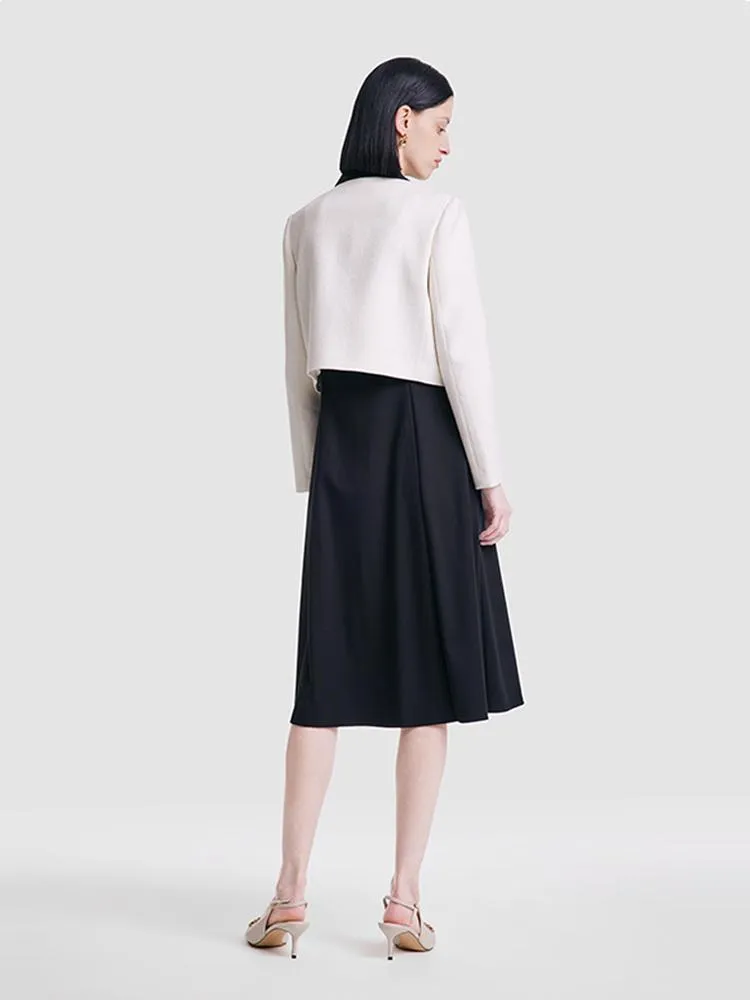 Tweed Knit Women Jacket And Vest Dress Two-Piece Set